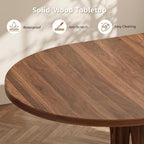 iPormis 43-59" Round Dining Table Set for 4, 5-Piece Kitchen Table & Chairs Set for 4, Extendable Dining Room Circle Table with 4 Upholstered Chairs for Small Space, Walnut Table + 4 White Chairs