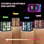34" Display Cabinet with Glass Doors, 4-Tier Curio Cabinet with Many Color Lights for Collectibles, Glass Display Case, Bookcase with 4 Shelves, Storage Cabinets, Black