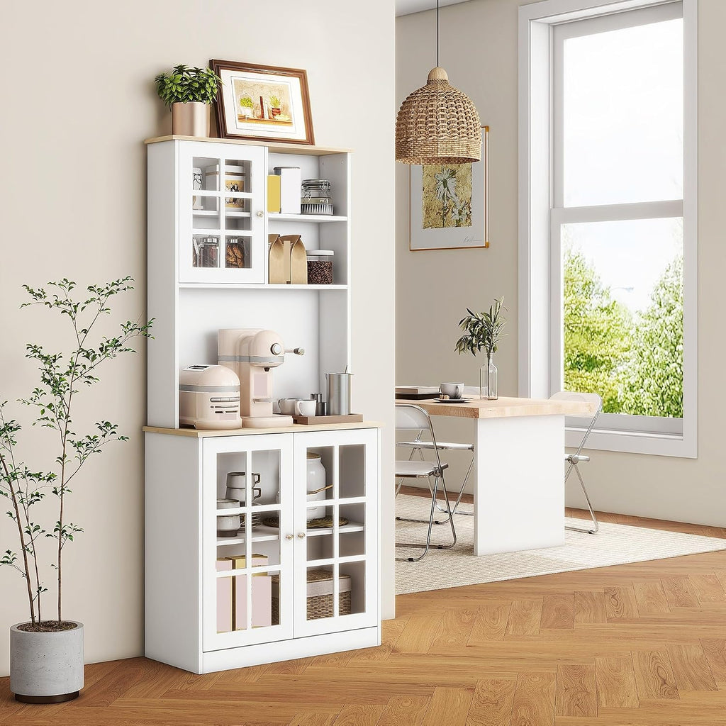 Modern Kitchen Pantry Cabinet, Freestanding Storage Cabinet with Hutch, for Dining Room,for Kitchen Home