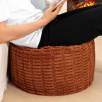 Asuprui Ottoman Foot Rest, Round 20x14 in, Burnt Orange, Leg Rest for Couch | Footstool Ottoman,Stuffed Pouf Ottoman,All-One Foam Filler, Foot Rest,Beanbag Chair,Floor Pouf Storage Solution,Wedding Party