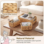 GRANNY SAYS Small Wicker Baskets for Shelves 3 Pack, Wicker Storage Baskets with Handles, Water Hyacinth Woven Basket for Organizing Counter, Toilet, Pantry, Living Room Storage