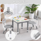 DOREROOM Kids Table and 2 Chairs Set, Height Adjustable (17.7"-26.1") Toddler Table and Chair Set, Multi-Activity Table with Graffiti Desktop, Children’s Table and Chairs for Classroom, Home & Daycare
