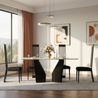 Black Dining Chair Set of 2, Modern Boucle High Back Upholstered Kitchen Chairs with Black Metal Legs for Dining Room Kitchen Living Room