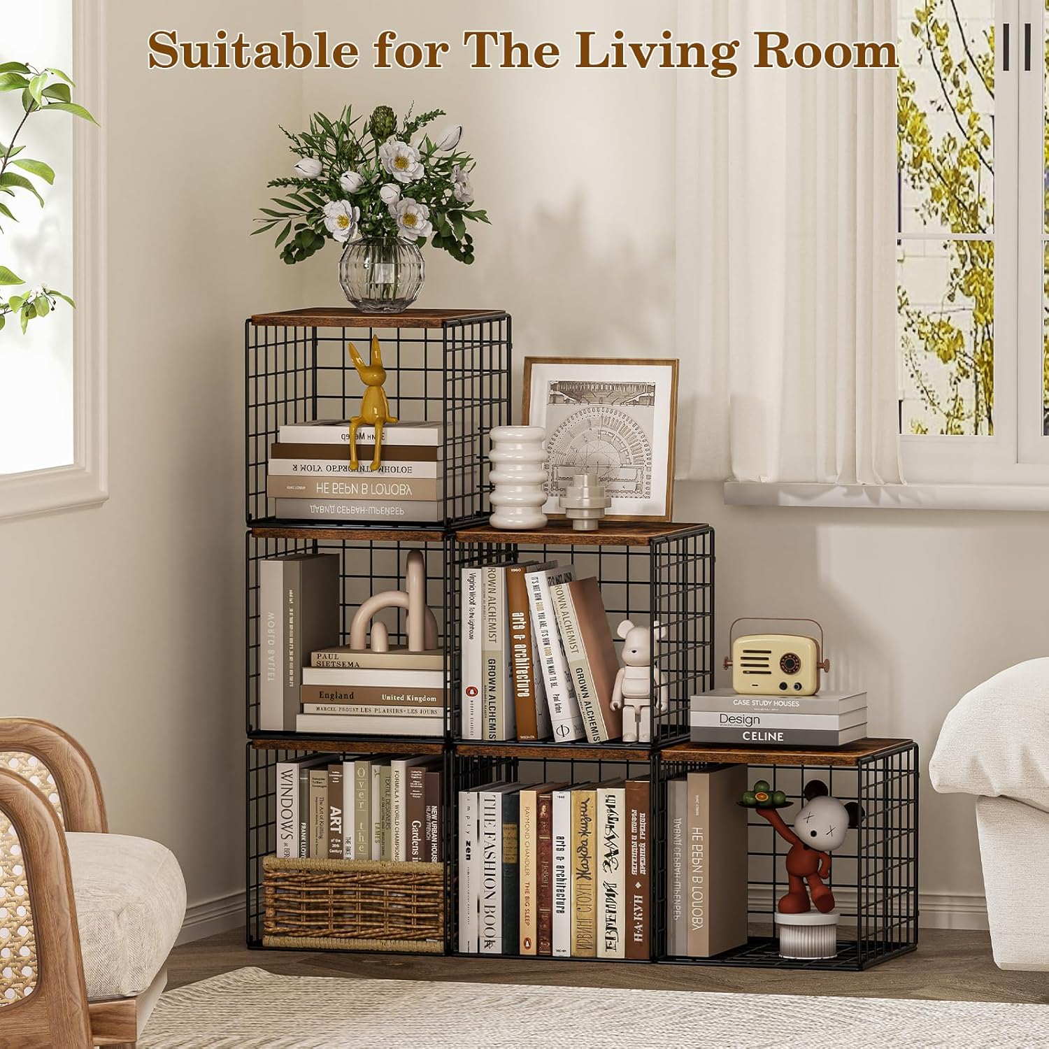 Dmevkic 2 Cube DIY Stackable Small Bookcase,Bookshelf for Small Spaces,Cube Storage Organizer for Living Room, Bedroom, Home Office,12.2" x 12.2" x 12.2"