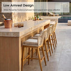PURPLE LEAF Patio Bar Stool Counter Height Stools Set of 2 Outdoor Rattan Chairs with Back Modern Aluminum Woven Barstools for Garden Patio Kitchen Indoor Teak