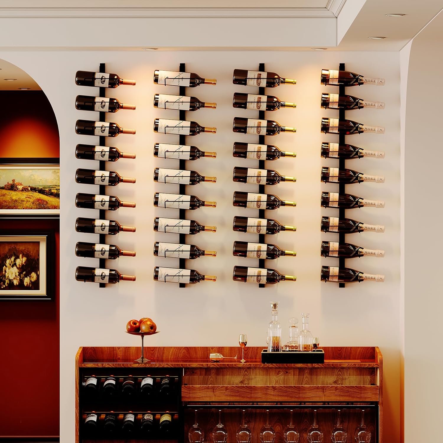 Sonyabecca 3 Pack 12 Bottle Wall Wine Rack, DIY Wine Rack Wall Mounted, Wall Mounted Wine Rack,Display Holder Used as One or Four, for Kitchen, Dining Room, Bar, Wine Cellar