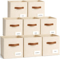 Storage Cubes 8 Pack, 11 Inch Fabric Storage Cubes Organizer Bins with Labels, Odor-Free & Sturdy PP Structure, Cubby Baskets for Closet, Shelves, Toys & Nursery (Beige)