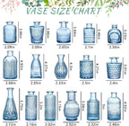 SUPMIND 16pcs Glass Bud Vase Set, Small Blue Flower Vases for Centerpieces in Bulk, Mini Vintage Vase for Wedding, Home Decor, Table Decoration