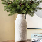 Decorative Ceramic Vase, 11.3 Inch White Modern Farmhouse Vases for Home Decor, Boho Textured Vases for Living Room, Table, Mantel, Shelf and Centerpieces Decor