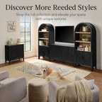 Best Choice Products 72" Tall Arched Pantry Cabinet w/Reeded Doors, 5-Tier Bookshelf, Armoire, Hutch, Bookcase, Storage Cabinet w/Adjustable Shelves, for Dining Room and Livingroom - Black Oak