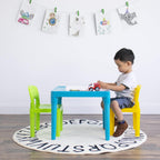 Humble Crew Kids Plastic Table and Chair Set, Toddler Activity Table with 2 Chairs, Lightweight Easy-Clean Kids Desk for Play, Snacks & Crafts, Indoor Outdoor Playroom Furniture, Aqua/Green/Yellow