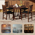 POWERSTONE Folding Dining Chairs Set of 4, Space Saving Foldable Kitchen Chairs with Padded Seat, Slatted Backrest, Solid Wood Frame, No Assembly for Dining Room Apartment Small Spaces