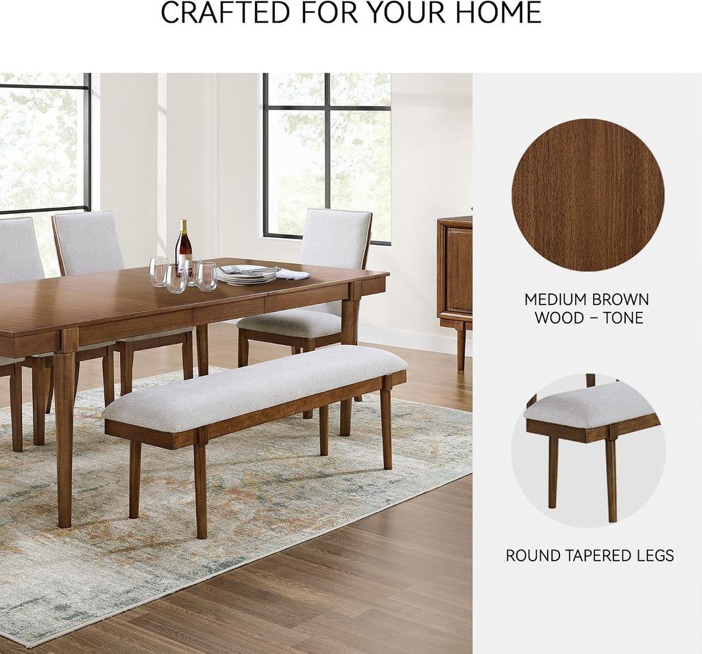 Signature Design by Ashley Lyncott 59" Upholstered Solid Wood Frame Dining Bench, Gray/Brown