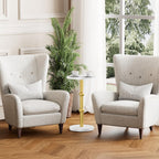 Drink Table, Small Round Side Table for Small Spaces, Modern Accent Round End Tables with Metal Leg, Thickened Wood Pedestal Coffee Tables for Living Room, Bedroom, Narrow Corners,Sofa Couch