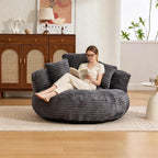Oversized Round Chair with Pillows, Chaise Lounge Chair, Modern Cloud Lounge Floor Sofa, Ultra Soft Fluffy Deep Seat for Reading & Relaxing, Perfect for Living Room, Bedroom & Apartment Dark Gray