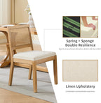 ODUSE-DAILY French Country Dining Chairs Set of 4, Cream Kitchen & Dining Room Chairs Set of 4, Ivory Rattan Dining Chairs, Cane Low Back, Wood Legs, Sillas De Comedor (Rattan, Beige, 4Pcs)