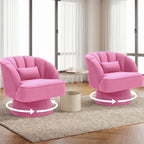 GarveeHome Modern 360° Swivel Velvet Barrel Accent Armchair – Striped Backrest & Plush Padding, Comfy Round Lounge Chair for Living Room, Bedroom, Reading Nook