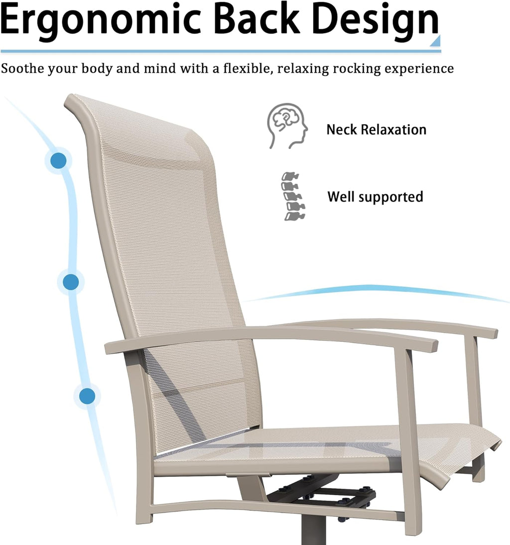 Outdoor Swivel Rocker Dining Chair Set of 2, All Weather Patio Dining Chair with Textilene High Back and Metal Frame, Backyard, Lawn Garden and Deck Porch Patio Furniture Set