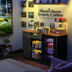 GDLF Snack Bar Cabinet with Fridge Space, Snack Organizer with Storage and Candy Display Shelf, Coffee Station for Home Theater or Game Room, 51.2" L，Black