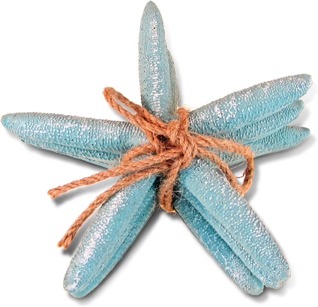 Puzzled Nautical Turquoise Starfish Set - Decorative Beach Style Tabletop Centerpiece, Realistic Resin Sea Coral Reef Starfishes for Ocean Themed Home Accent Decor - 3 Pieces