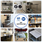 Hally Sinks & Tables H Stainless Steel Table for Prep & Work 24 x 60 Inches, NSF Commercial Heavy Duty Table with Undershelf and Backsplash for Restaurant, Home and Hotel