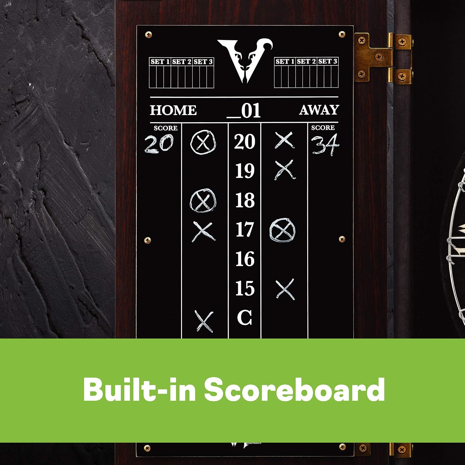 Deluxe Dartboard Cabinet with Integrated Pro Score and Cricket Scoreboard