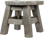 Elephant Design Hand Carved Acacia Hardwood Decorative Short Stool