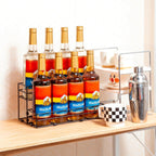 8 Bottles Coffee Syrup Rack Organizer, Coffee Syrup Stand Holder, 2 Tier Coffee Syrup Organizer for Coffee Bar Station, Wine Rack for Countertop, Bottle Display Shelf for Cocktail, Dressing