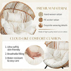 Oversized Outdoor Rocking Chair, Wicker Egg Patio Lounge Chair Basket Seat with Thick Cushion, All Weather Indoor Outdoor Porch Rockers for Balcony, Living Room, Lawn Garden