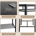 IRONCK Dining Table Set for 4, Kitchen Table and Chairs Set, Black | Kitchen Table with Upholstered Bench and 2 Chairs for Small Space, Apartment