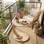 End Table,C Shaped Side Table,CouchTable that Slide Under, Wood Round Table for Couch,Small Sofa Table with Metal Frame for Bedroom,Living Room,Night Stand, Bedside Table for Small Space(Oak)