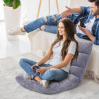 14-Position Floor Chair, Adjustable Folding Gaming Lazy Sofa With Cushion, Meditation Back Support for Reading, Bedroom, Living Room - Adults and Kids (Grey)