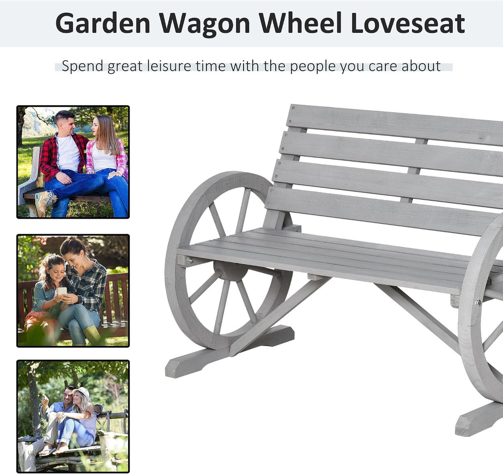 Wooden Wagon Wheel Bench