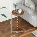 Small Drink Table, Round Drink Side Tables for Small Spaces, Wood Martini Table for Bedside and Sofa Couch, Pedestal Cocktail Coffee End Table for Living Room, Bedroom, Corners (Walnut)