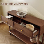 ARTPOWER Console Table with Drawers for Entryway, Mid-Century Entryway Table with Storage, Brown Narrow Entryway Table with Open Shelf Behind Sofa for Living Room, Foyer, Hallway