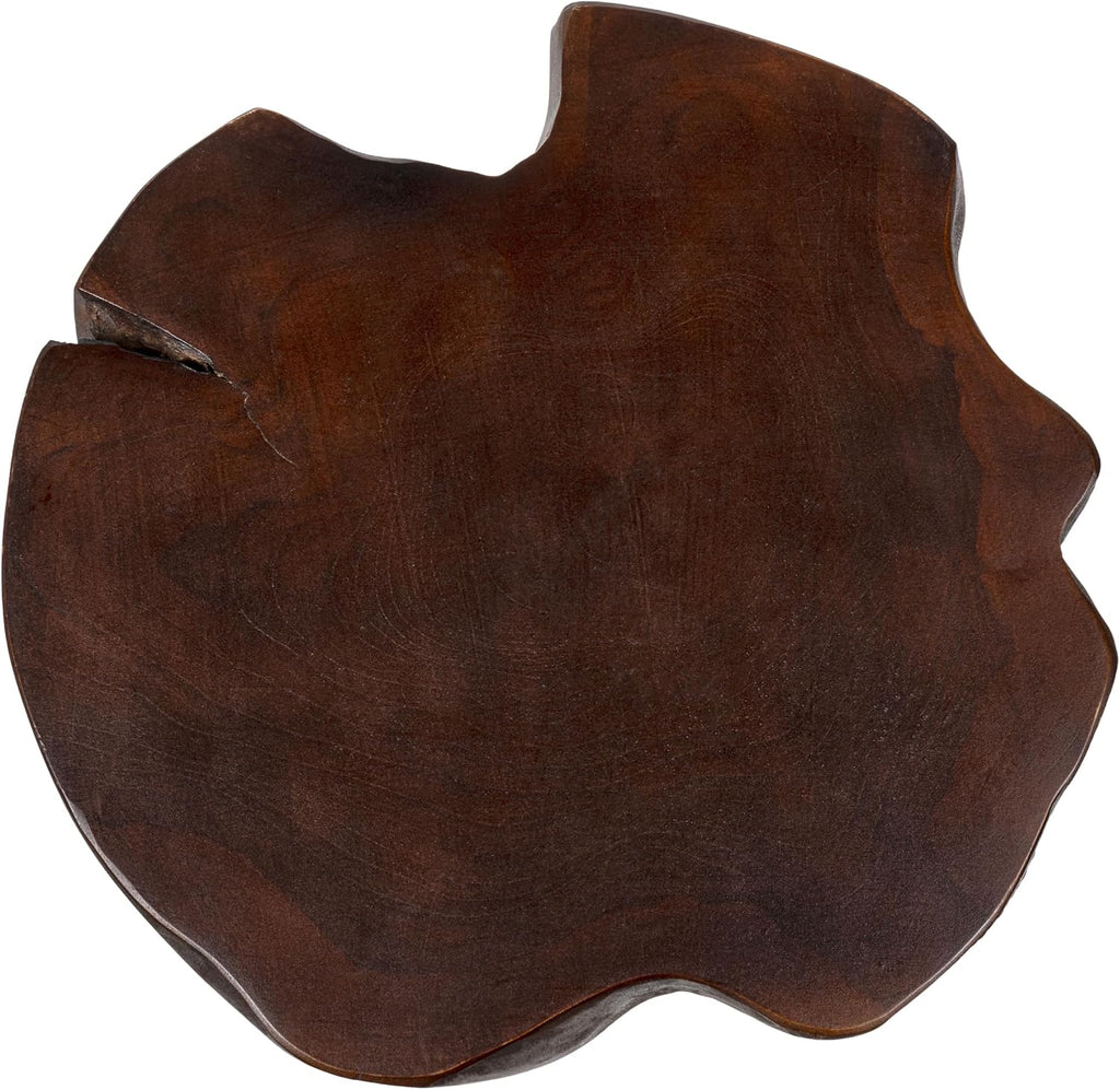 JONATHAN Y Amara Handcrafted Solid Teak Wood Live Edge Tree Stump Stool, 16" Rustic Accent Side Table and Decorative Indoor Plant Stand, Dark Brown STL3000B