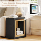 Tribesigns Modern End Table with Frame-Inspired Design, Rustic Wood Cube Rectangle Side Table with Large Storage Shelf, Industrial Sofa Couch Tables Accent for Living Room, Entrance