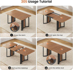 Itaar 5-Piece Dining Table Set for 4-6 People, 63" Extendable Kitchen Table and 4 Cushion Chairs, Dining Room Table with MDF Board & Metal Frame for Small Space, Easy Clean, Brown
