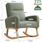 HCHAIRH Rocking Chair Nursery, Boucle Teddy Nursing Rocking Chairs, Upholstered Nursery Glider Rocker for Mom Nursery Morden Accent Rocking Chair with Side Pocket for Living Room,Bedroom, Green