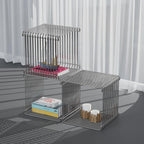 Silver Square Side Table 13.8in Cube, Retro Metal End Table with 331lb Heavy-Duty Iron Frame | Open Storage Shelf Nightstand for Living Room Bedroom, Wall or Floor Mount