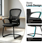 Office Desk Chair with Sled Base Set of 10,Mesh Conference Room Chairs No Wheels,Ergonomic Computer Chair with Lumbar Suppor,Office Guest Reception Waiting Room Chair,Black