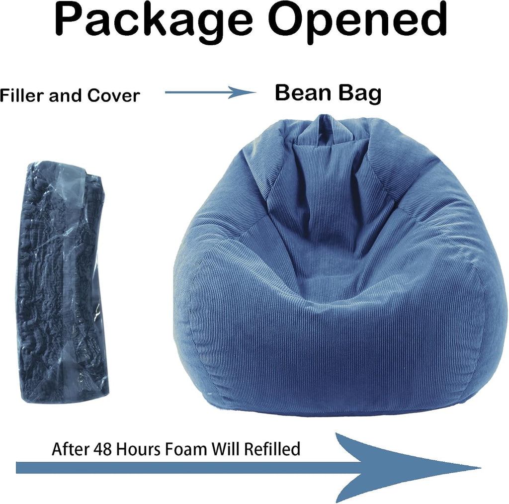 LPMOERA Bean Bag Chair Memory Foam Bean Bag Chairs for Kids/Teens with Filling Round Kids Bean Bag Chair for Living Room Bedroom College Dorm Reading Chair