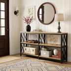 LITTLE TREE Console Table with Storage Shelves, 70.9" Industrial 3-Tier Sofa Table for Living Room, Long Foyer Table Entryway Table for Hallway, Front Door, Entrance, Natural Light Oak & Black