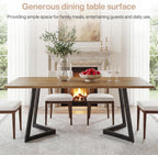 Tribesigns 62.2" Farmhouse Dining Table for 4-6, Industrial Rectangular Kitchen Dinner Table with Heavy-Duty Metal Legs for Home, Dining Room, Kitchen, Easy Assembly (Rustic Brown＋Black)