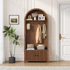 Hall Tree with Bench and Shoe Storage, 4-in-1 Mudroom Entryway Coat Rack & Shoe Storage Cabinet with 4 Hooks, Farmhouse Style Furniture Organizer for Hallway, Foyer, Walnut