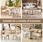 ZJhome Mid-Century Modern Rattan Dining Chairs Set of 4 – Farmhouse Linen Upholstered Accent Chairs with Curved Backrest, Solid Hardwood Frame, and Comfortable Seat for Kitchen & Dining Room – Beige