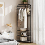 IDEALHOUSE Corner Coat Rack with Shoe Bench Entryway and 12 Double Hooks, Corner Hall Tree - Corner Clothes Rack with Storage Corner Tree with Organizer Shoe Bench Shelf for Entryway, Hallway, Closet
