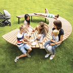 Garden Outdoor Benches Chair, Circular Park Seats, Modern Circular Anti-Corrosion Wooden Benches with Steel Frames Seat