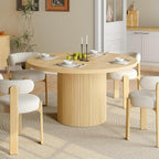 47 inch Round Dining Table for 4, Circle Kitchen Table with Wood Strip Base, Modern Farmhouse Dinner Tables for Kitchen, Living Room (Oak)