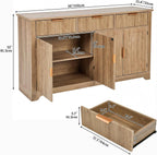 YITAHOME 59" Fluted Sideboard Buffet Cabinet with Storage, Wood Kitchen Storage Cabinet with Adjustable Shelves & Drawers, Mid Century Modern Credenza for Kitchen, Living Room, Entryway (Natural Oak)